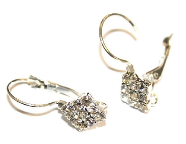 4pcs x silver plated stone set 9 diamond earring attachment - S.F09 - 2007016