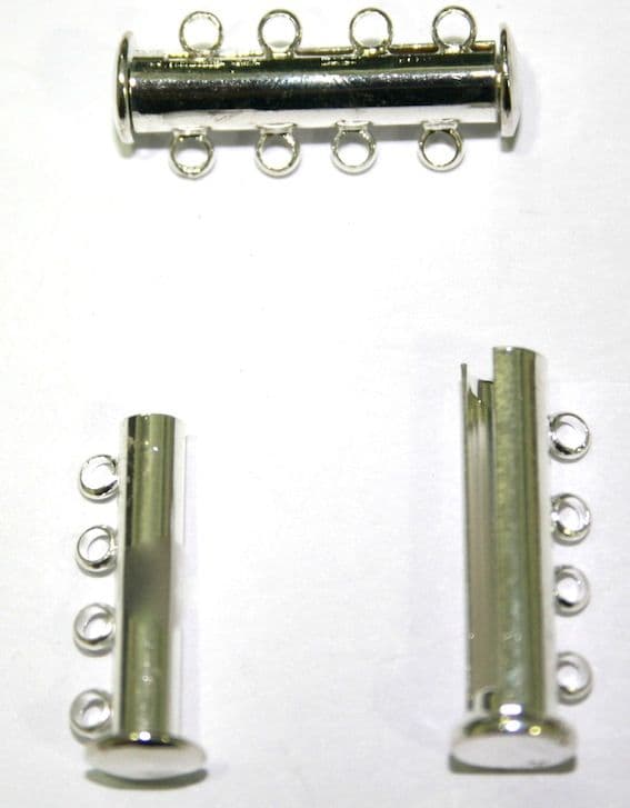 4x 3 Strand Magnetic Sliding Clasps Silver Plated - S.F011 - 2503015