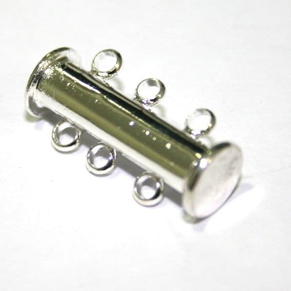4x 3 Strand Magnetic Sliding Clasps Silver Plated - S.F011 - 2503015