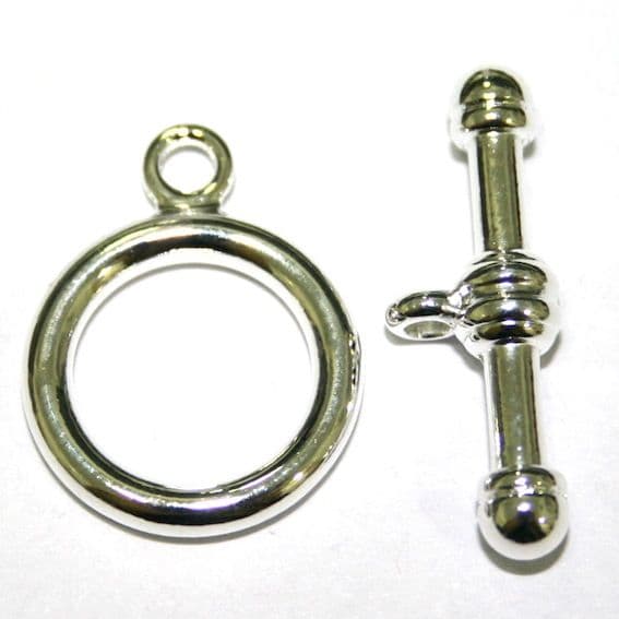 5 x Silver Plated Round Toggle Clasps 15mm - S.F11 - 17a3828