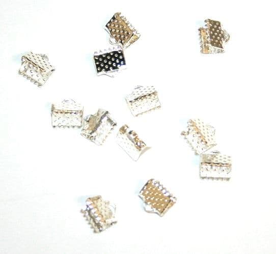 50pcs x 10mm silver plated ribbon end - S.F - WC118 - 2502116