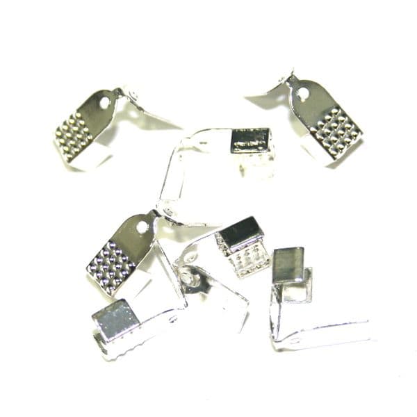 50pcs x 10mm silver plated ribbon end - S.F11 - WA203/WC118 - 2502115