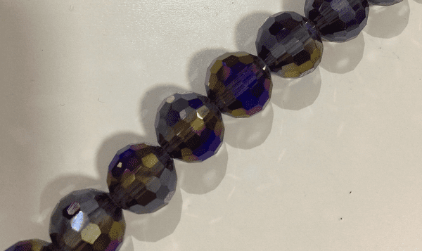 50pcs x 12mm Clear purple with AB silver coating faceted round glass beads -- S.J -- 3005825