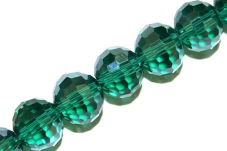 50pcs x 12mm Dark green faceted round glass beads -- S.J -- 3005823