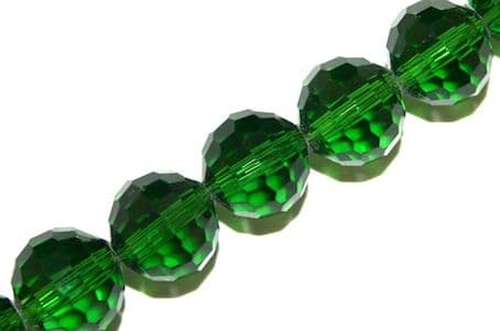 50pcs x 12mm Forest green faceted round glass beads -- S.J -- 3005824