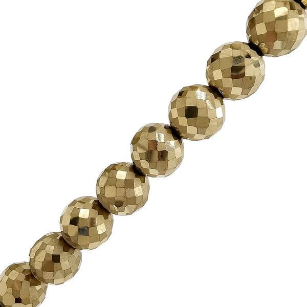 50pcs x 12mm Metallic Gold Faceted Round Glass Beads