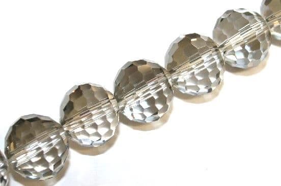 50pcs x 12mm Smoky grey faceted round glass beads -- S.J -- 3005835
