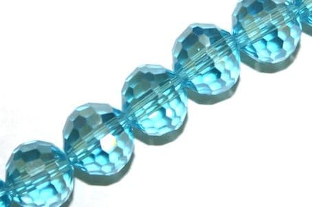 50pcs x 12mm Turquoise blue faceted round glass beads -- S.J -- 3005827