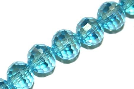 50pcs x 12mm Turquoise blue with AB coating faceted round glass beads -- S.J -- 3005828