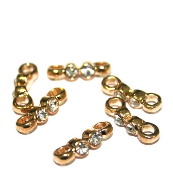 50pcs x 13*2mm champagne gold bow shape spacer with 2 holes - C7003048