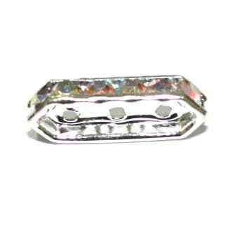 50pcs x 18mm Silver Plated 6 Clear AB Stones / Rhinestone spacer - S.D05 - WC051 - 2503010