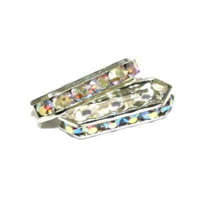 50pcs x 18mm Silver Plated 6 Clear AB Stones / Rhinestone spacer - S.D05 - WC051 - 2503010