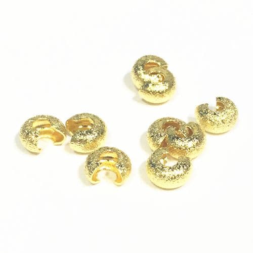 50pcs x 4mm Gold colour frosted crimp cover - 1025027