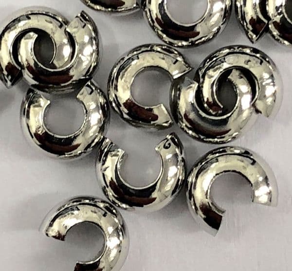 50pcs x 4mm Rhodium plated crimp cover a1018004