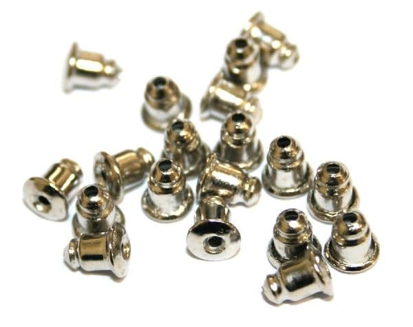 50pcs x 6mm rhodium plated earring back - S.F04 - WC028 - 2502139