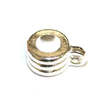 50pcs x 9mm silver plated fluted charm carrier - S.F - WC120 - 3009008/2503012