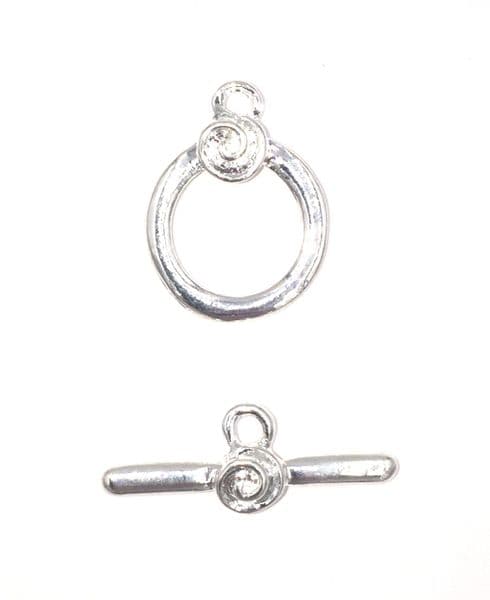 5pcs Silver plated ring with flower toggle clasp 18x23mm 56-al9146 WC132