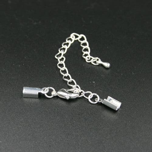 5pcs x Crimp End Silver Plated Lobster Clasp Sets 12mm - 6517007