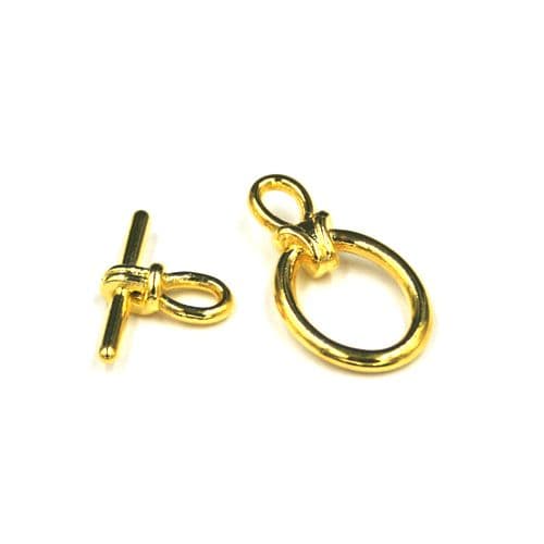 5pcs x Oval shape toggle clasps - gold colour - C8008073