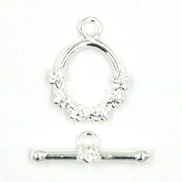 5pcs  x Silver plated leaf toggle clasp 17A3826