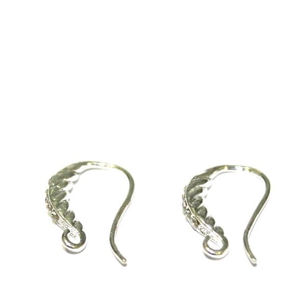 6 x 19mm silver plated swirl earring attachment with rhinestone - S.F09 - WC240 - 2807003
