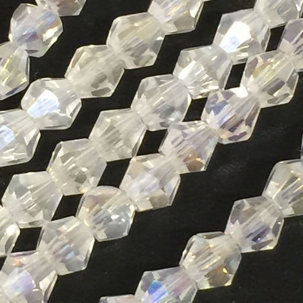 6mm Crystal bicone glass bead - 50 pieces - Clear AB 8401 AB