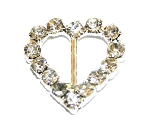 6pcs x 17mm*17mm silver plated heart ribbon slide with rhinestone