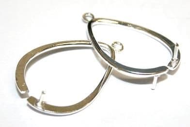 6pcs x 19mm*20mm Silver plated oval earring finding for 2-hole bead - S.F - 3009502