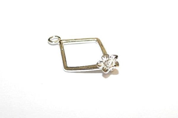 6pcs x 20mm Silver plated diamond shape earring finding - S.F - 3009004