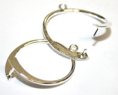 6pcs x 24mm*24mm Silver plated round earring finding for 2-hole bead - S.F - 3009003