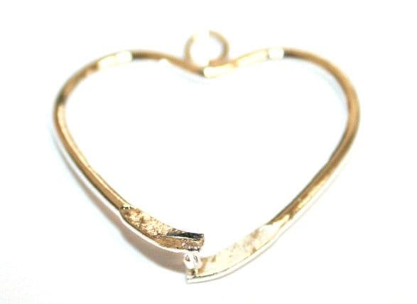 6pcs x 24mm Silver plated heart earring finding for 2-hole bead - heart Shape earring - S.F09 - 3009001