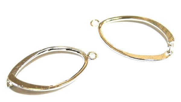 6pcs x 28mm*17 Silver plated oval earring finding for 2-hole bead - S.F - 3009002