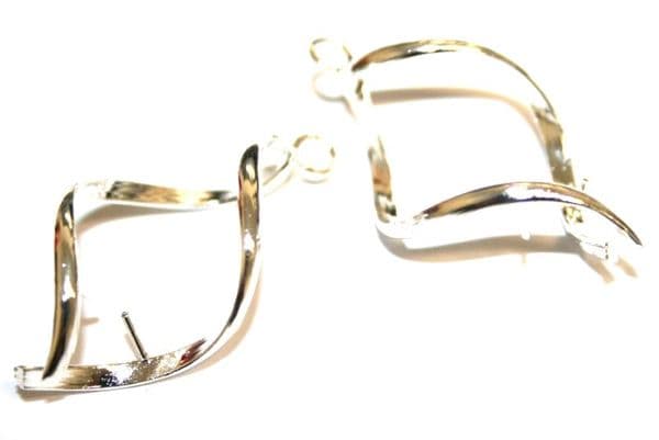 6pcs x 30mm Silver plated spiral earring finding for 2-hole bead - spiral shape earring - S.F - 3009006/8010020