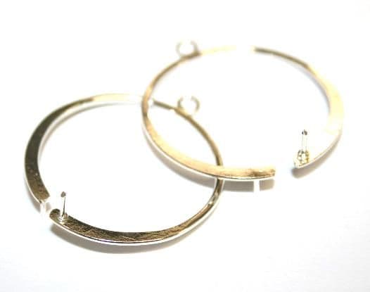 6pcs x 32mm Silver plated round earring finding for 2 bead - S.F - 3009501