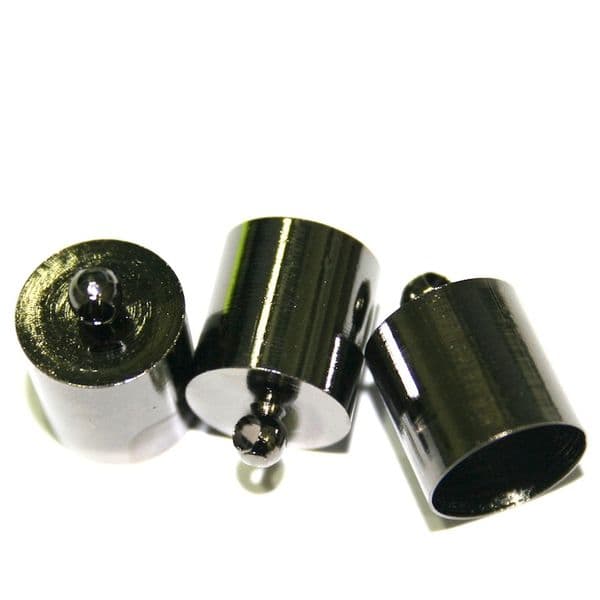6pcs x inside measurement 10mm gun metal plated barrel shape end cap -- barrel connector - S.F – 3004058