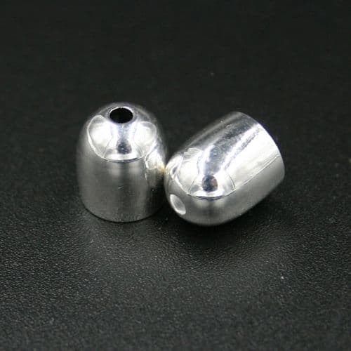 6pcs x inside measurement 12mm bell shape end cap - silver plated - c8008063