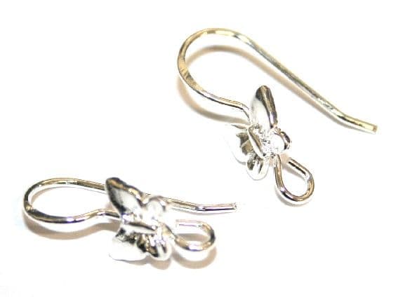6pcs x Silver plated earring hook with butterfly - S.F09 - 2003024