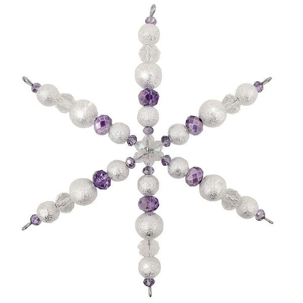 7 x Crystal and Frosted Bead Snowflake Spacer Kit Clear, Purple.