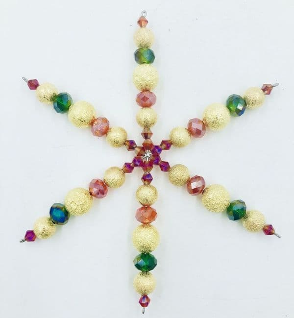 7 x Crystal and Gold Frosted Bead Snowflake Spacer Kit  Red, Green (£2.14 each)