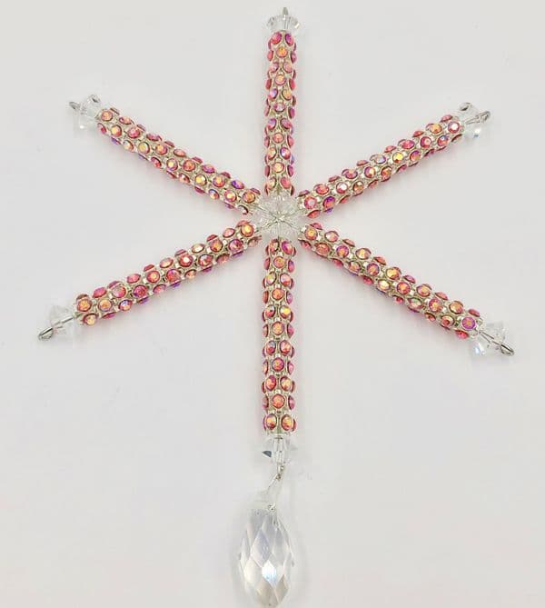 7 x Crystal tubing Christmas snowflake kit Silver / redAB crystal SFR406 £2.14 Each