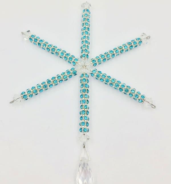 7 x Crystal tubing Christmas snowflake kit Silver / turquoise  crystal SFR405 £2.14 Each