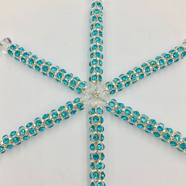 7 x Crystal tubing Christmas snowflake kit Silver / turquoise  crystal SFR405 £2.14 Each