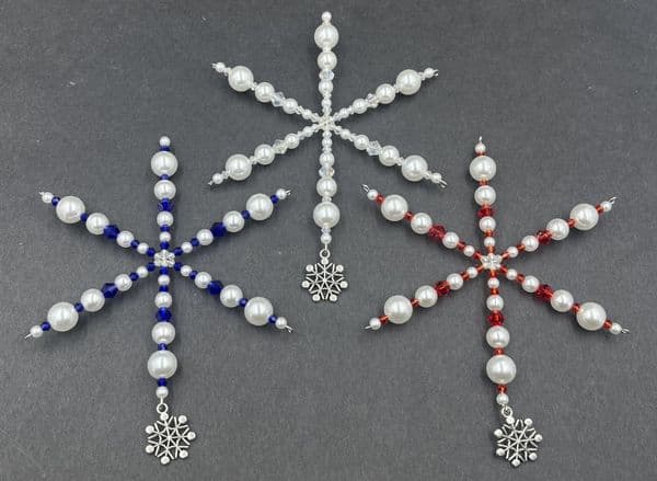 7 x Snowflake kit 0924001 - White pearls and crystal bicones £1.43 each