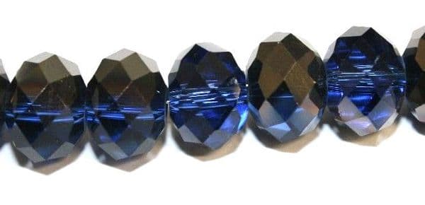 70pcs x 10mm Blue / gun metal rondelle glass beads -- S.T05 -- 3005547