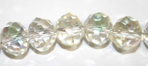 70pcs x 10mm Clear with light green rondelle glass beads -- S.T05 -- 3005557