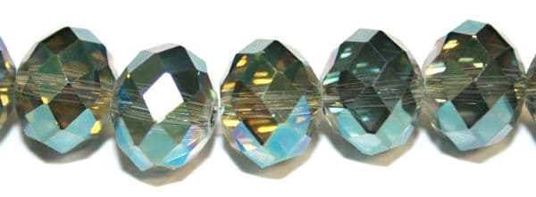 70pcs x 10mm Green with AB coating rondelle glass beads -- S.T05 -- 3005551