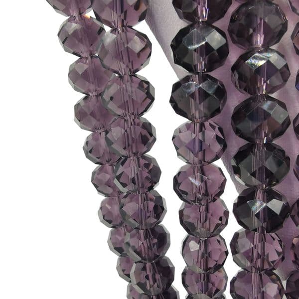 72 pcs x 10mm Glass Faceted Rondelle Antique Purple 006