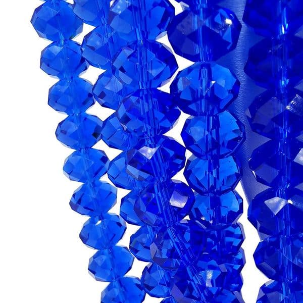72 pcs x 10mm Glass Faceted Rondelle Royal Blue 008