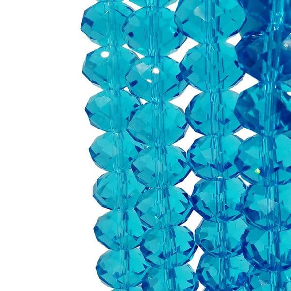72 pcs x 12mm Glass Faceted Rondelle Aqua 011