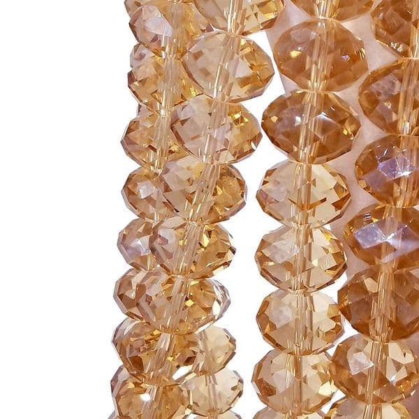 72 pcs x 12mm Glass Faceted Rondelle Champagne 025